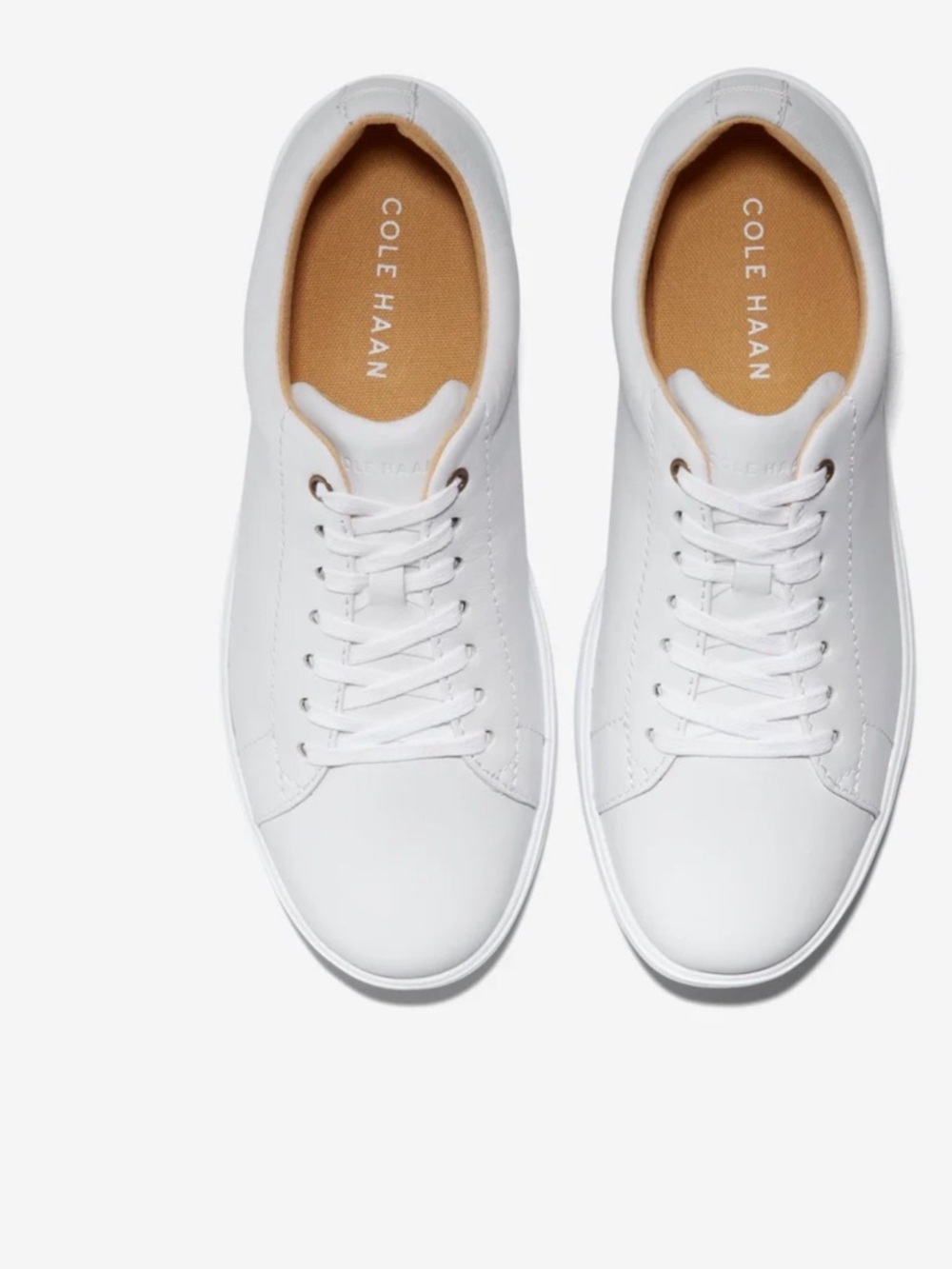Cole Haan White Leather Low-Top Sneakers with Tan Insole